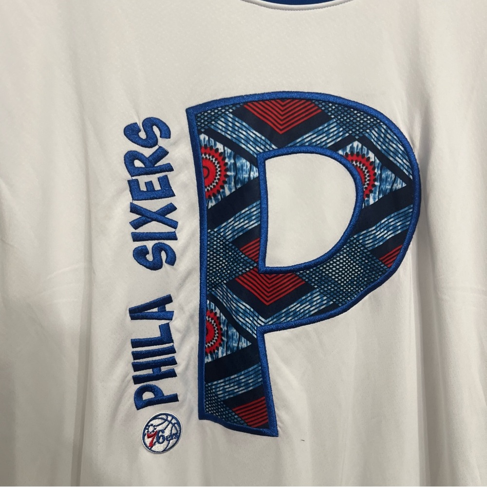 Two Hype NBA LAB Philadelphia‎ 76ers Embroidered Logo Tee Men’s Size XXL
